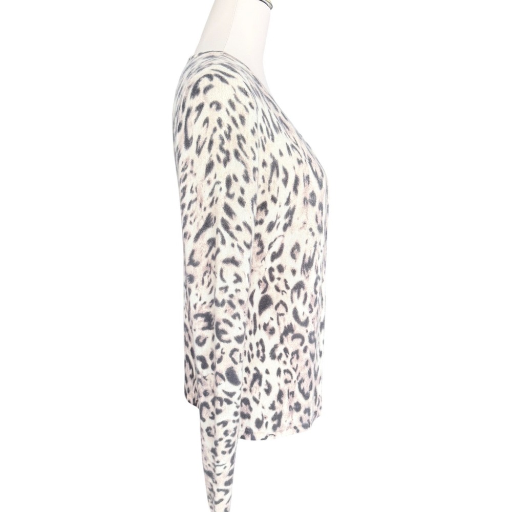 Sutton Studio Womens 100% Cashmere Leopard Print Button Front Cardigan Medium - Picture 3 of 9